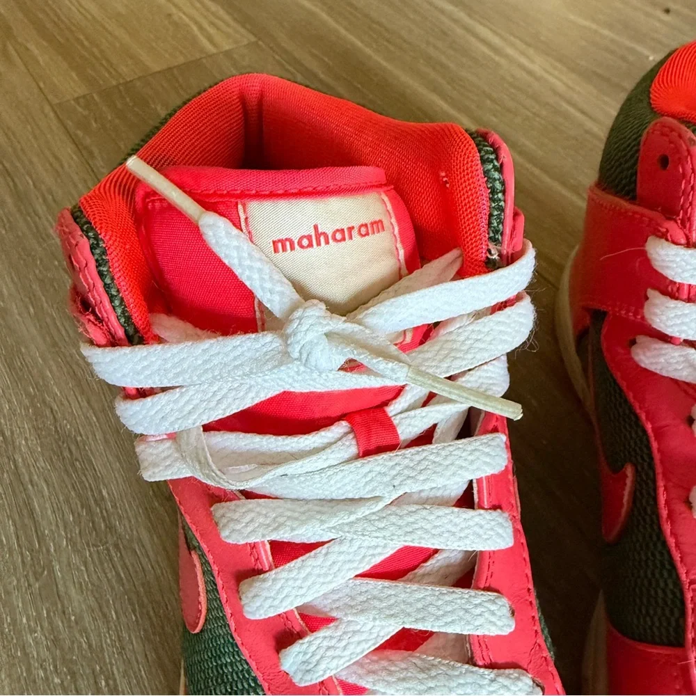 Maharam x Nike Women’s Dunk High Skinny Premium 'Seaweed Solar Red' size 7.5